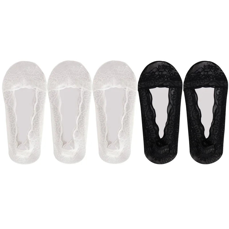 Women's Lace Invisible Summer Socks | No-Show Ankle Set