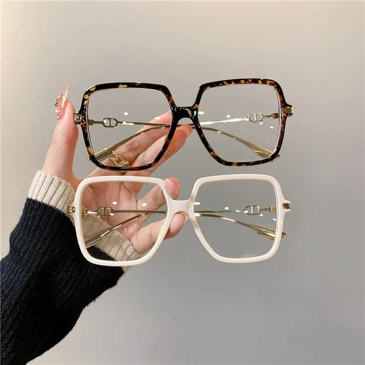 Gafas retro cuadradas grandes para mujer | Elegantes gafas antiluz azul