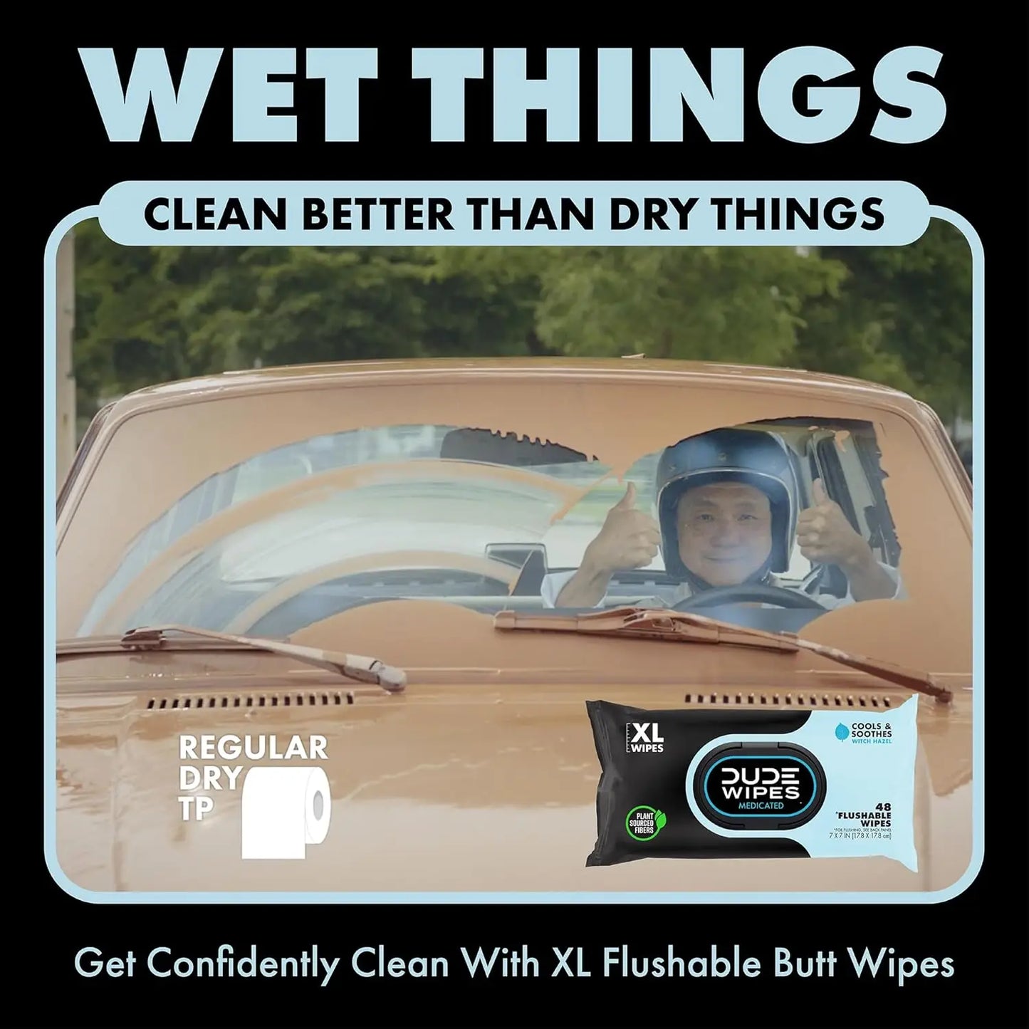 Fragrance Free Hemorrhoid Flushable Wipes - 48 Count - Extra Large, Medicated with Witch Hazel, Septic Safe