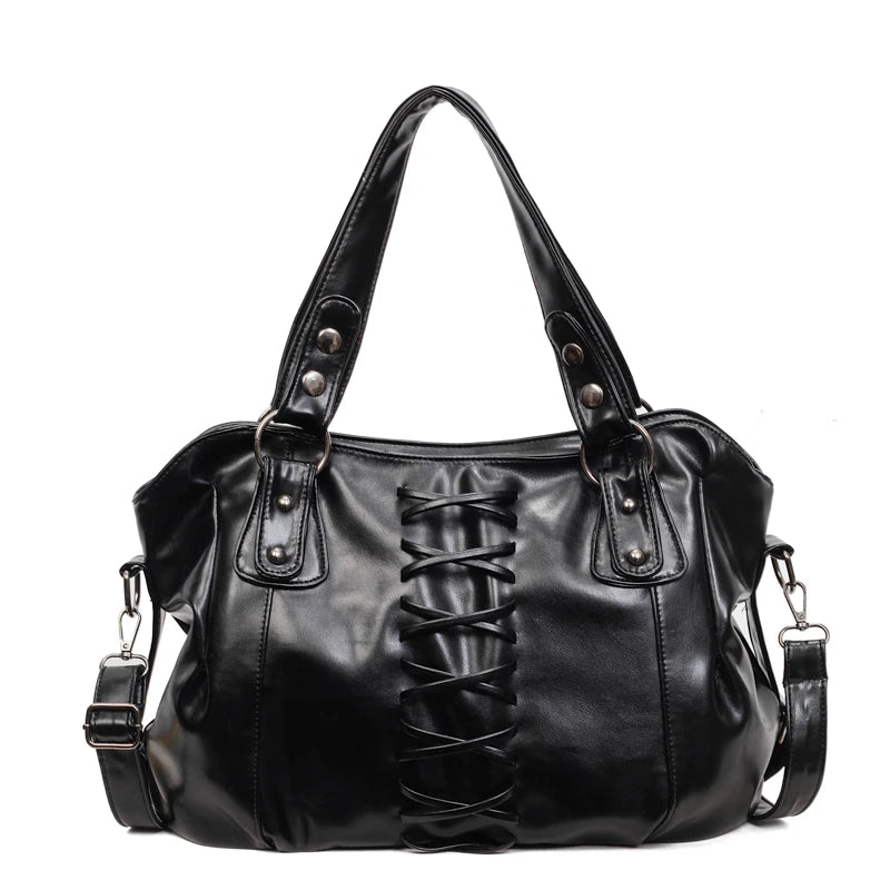 Chic Women's Lace-up Vintage Handbags | Gothic Style Totes