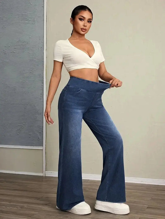 Women's High Stretch Loose Straight-Leg Jeans | Trendy & Comfortable