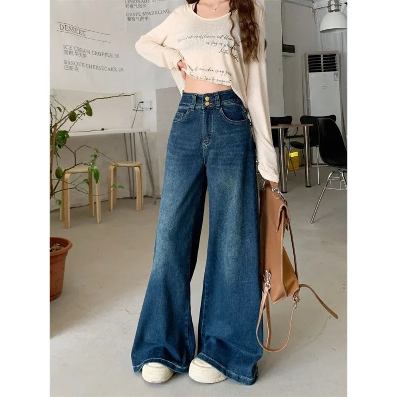 High Waist Loose Fit Wide Leg Jeans | Comfortable Denim Trousers