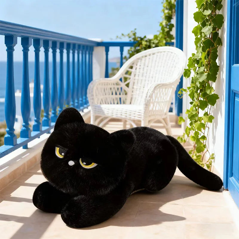 Cute Black Cat Plush Pillow | Soft Stuffed Cushion for Cat Lovers