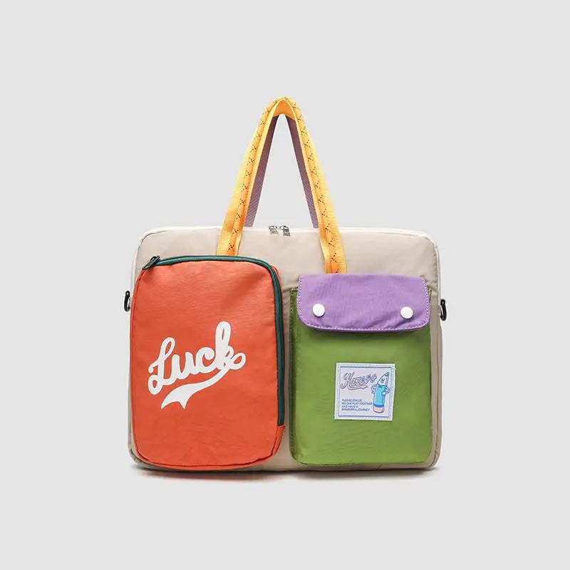 Stylish Women's Color Block Cartoon Pattern Computer Bag | Portable