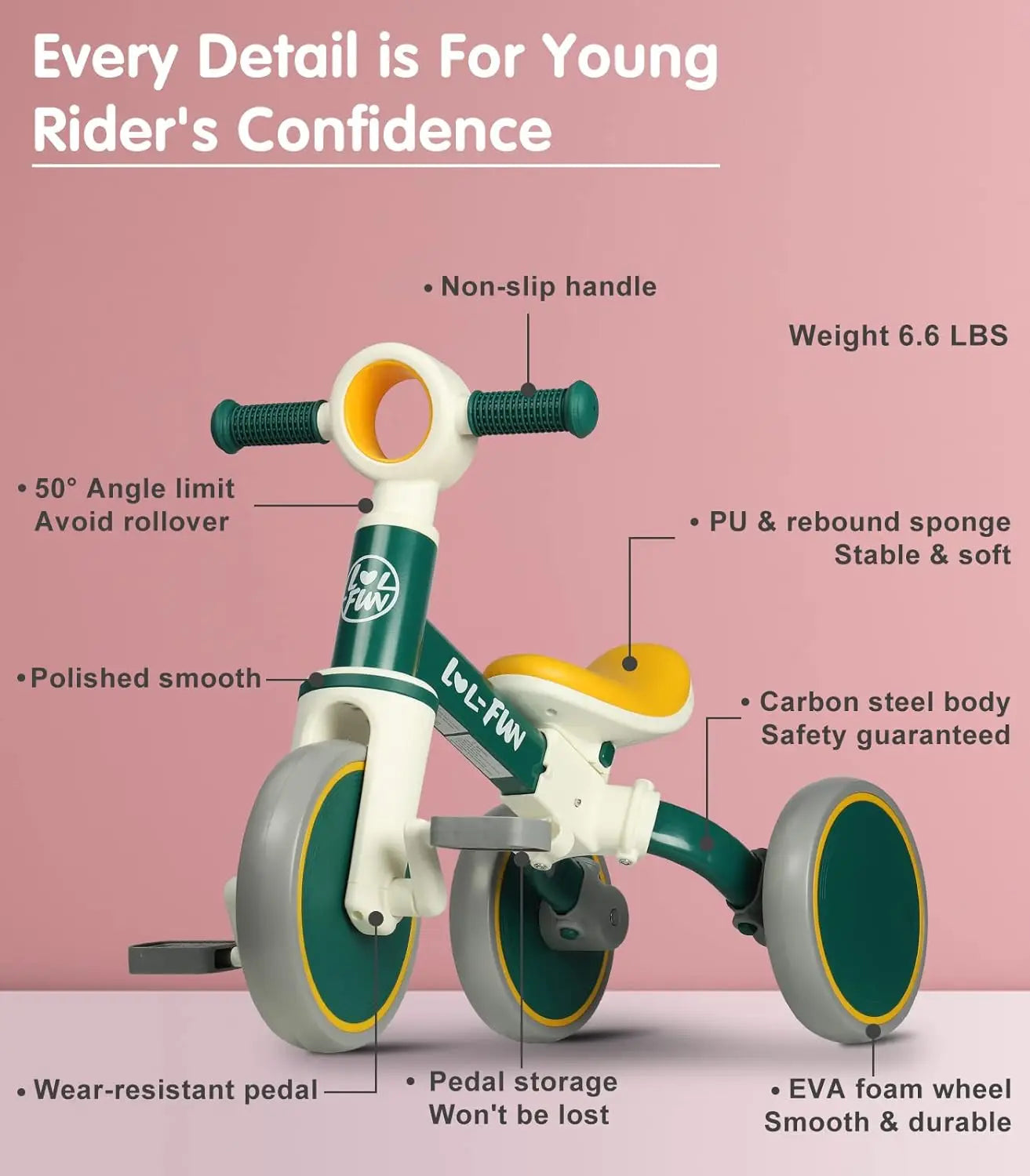 Toddler Balance Bike | 4-in-1 Tricycle for Ages 1-4
