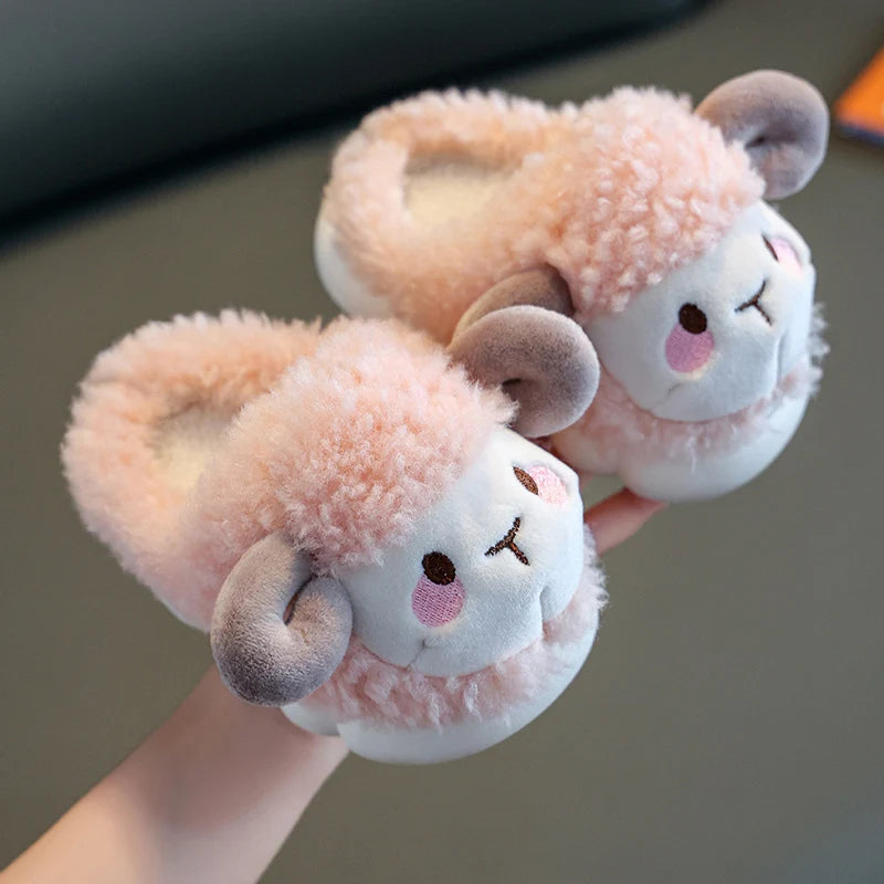 Lovely Fluffy Lamb Plush Slippers | Cute Warm Indoor Slides