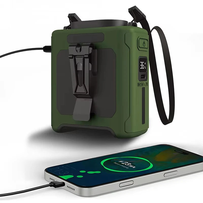 10000mAh Wearable Waist Fan | Hands-Free Cooling for Outdoor Use