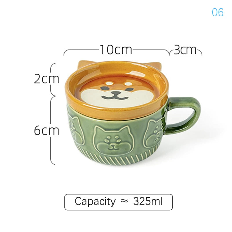 Japanese Cartoon Cat Coffee Mug With Cat Pattern Lid Small Dish Cute Breakfast Cup Creative Coffee Cup Milk Cup Gift For Girl