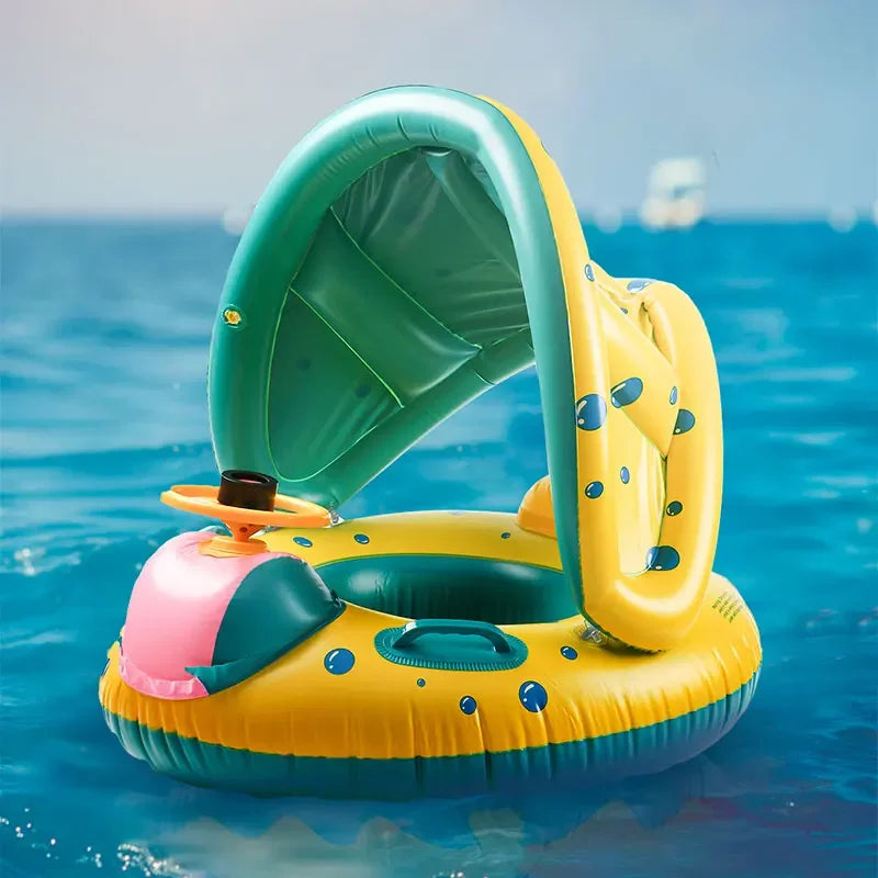 Inflatable Baby Swimming Ring with Parasol | Safe Pool Float