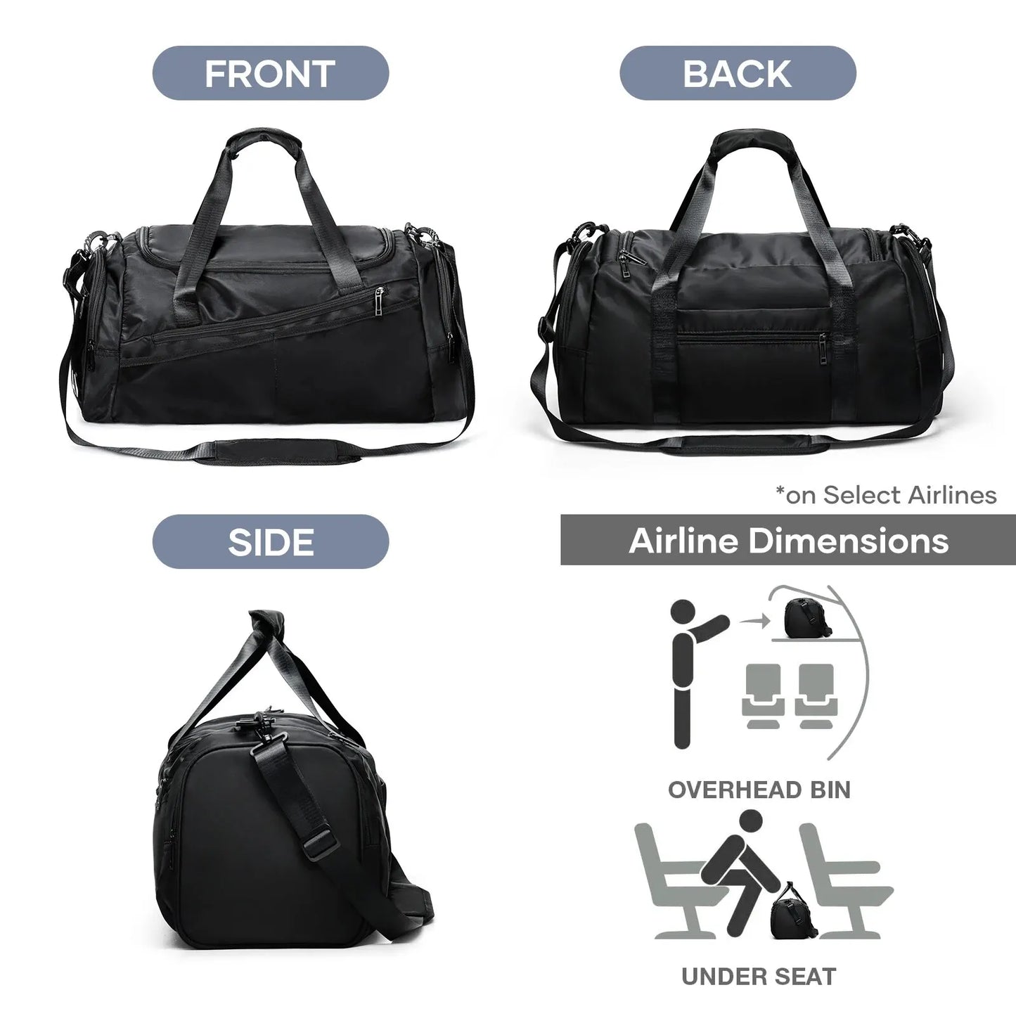 40L Lightweight Gym Duffel Bag with Shoes Compartment for Travel