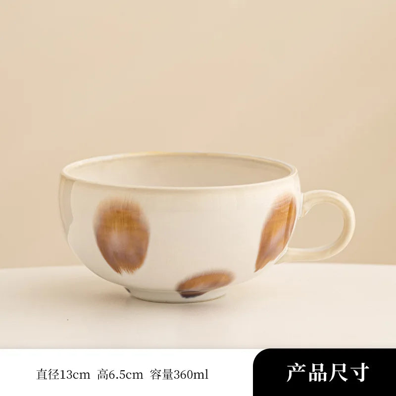 Taza de café con leche de cerámica de boca ancha de 350 ml | Elegancia pintada a mano