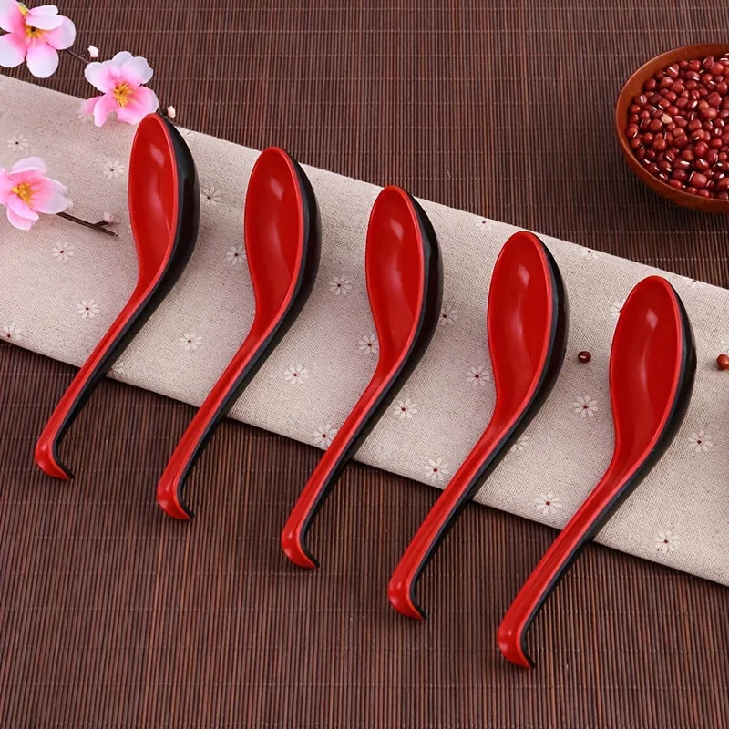 Set of 5 Japanese Style Melamine Soup & Rice Spoons | Elevate Dining