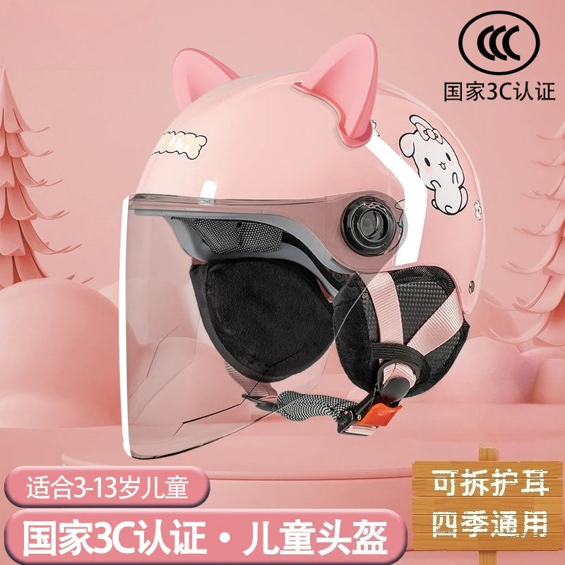 Casco ligero de media carcasa para niños con protección auditiva desmontable