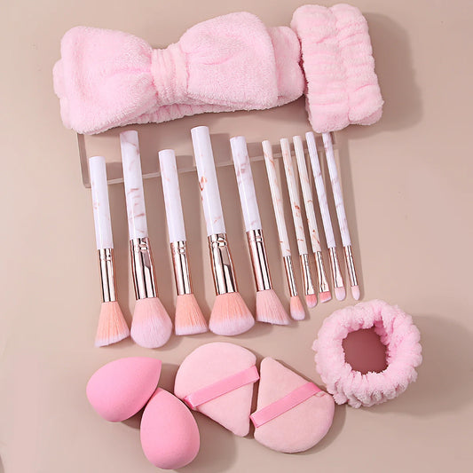17PCS Pink Makeup Brush Set | Essential Beauty Tools for Flawless Looks