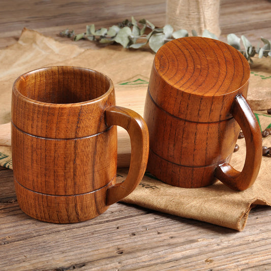 Taza de café de madera artesanal de 320 ml | Vajilla vintage ecológica