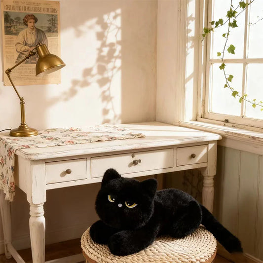 Cute Black Cat Plush Pillow | Soft Stuffed Cushion for Cat Lovers
