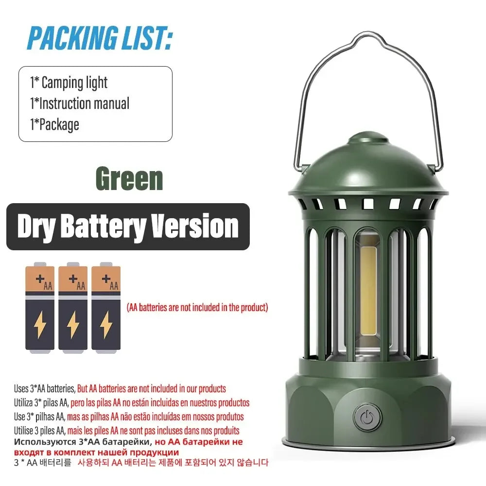Linterna de camping de estilo romano vintage | Luz exterior recargable