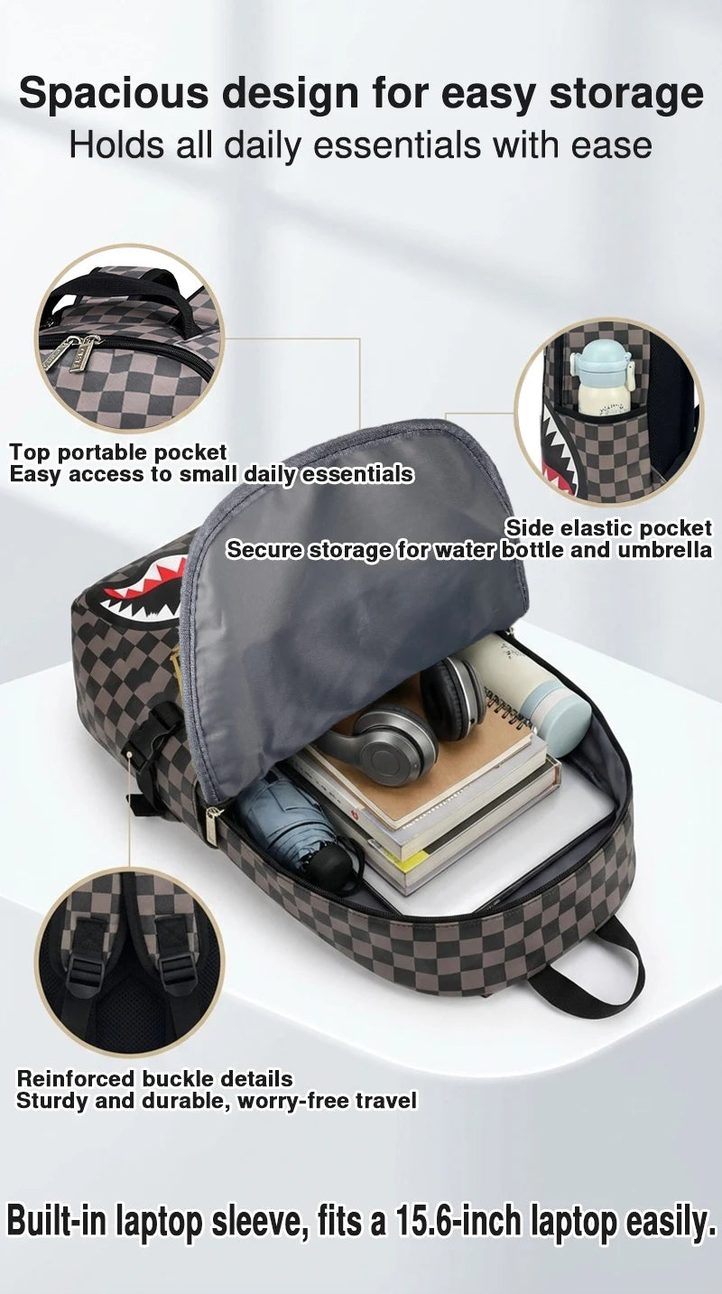 Trendy Large-Capacity Shark Mouth Backpacks for All Ages