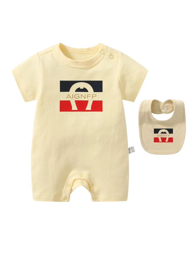 Colorful Newborn Baby Boys Rompers & Bib Scarf Set | Summer Style