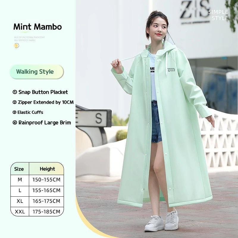 Long Full-Length Anti-Rainstorm Raincoat Poncho for Adults