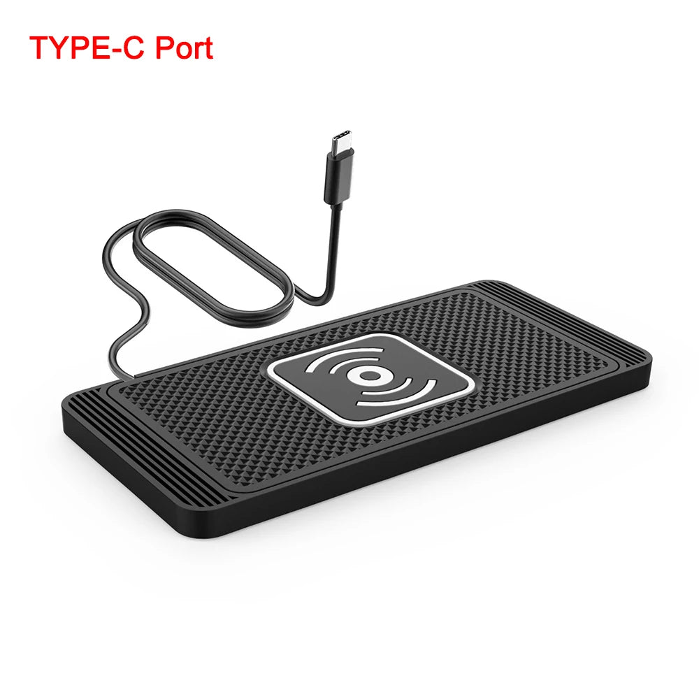 15W Car Wireless Charger Pad — Fast Charging Non-Slip Mat for iPhone 15 / 14 / Pro Max, Samsung Galaxy S23, Xiaomi, Huawei & More
