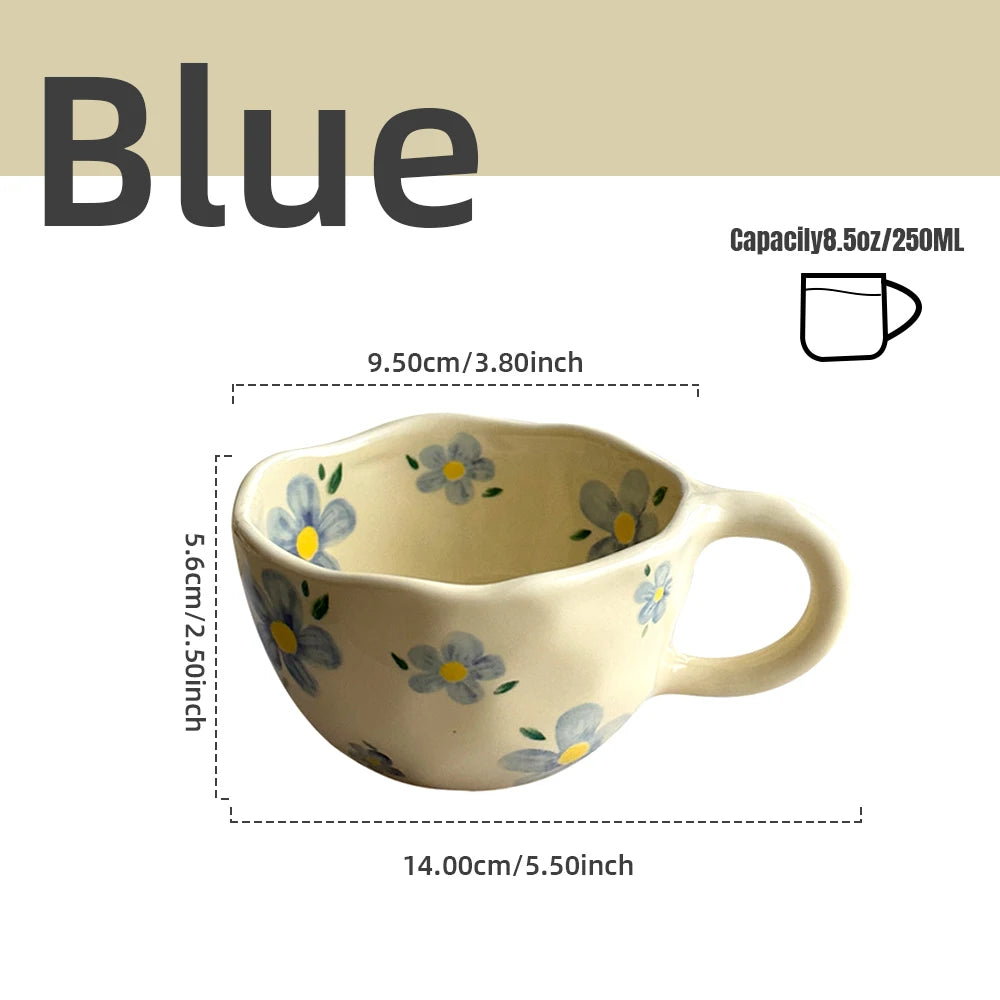 Handcrafted Ceramic Coffee Mug | Unique Irregular Flower Design