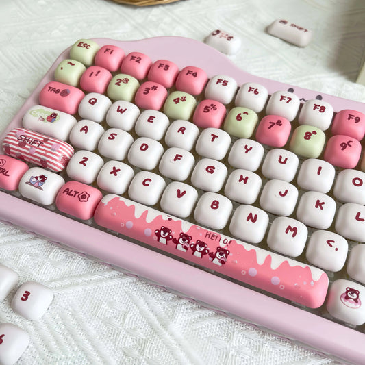 141-Key PBT Keycap Set | Strawberry Bear Theme for MX Switches