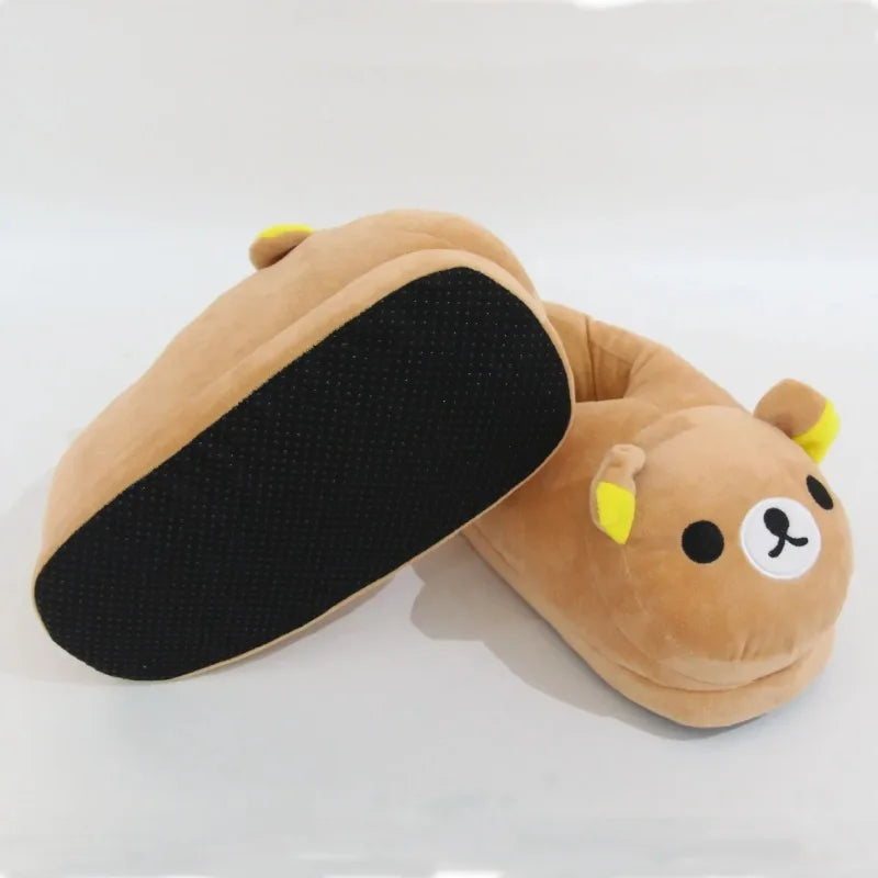 Cute Cartoon Bear Plush Slippers | Cozy Winter Home Shoes