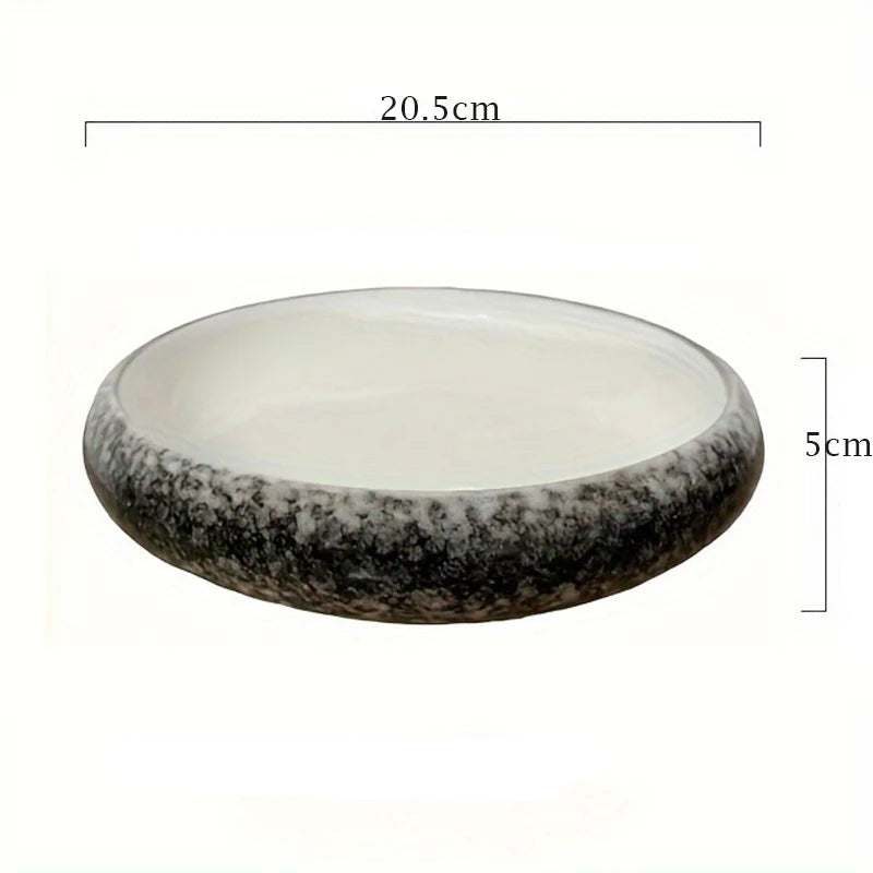 8inch Creative ceramic plates - Japanese cuisine round plates - Retro coarse pottery tableware - Snack plates - Cold dish plates