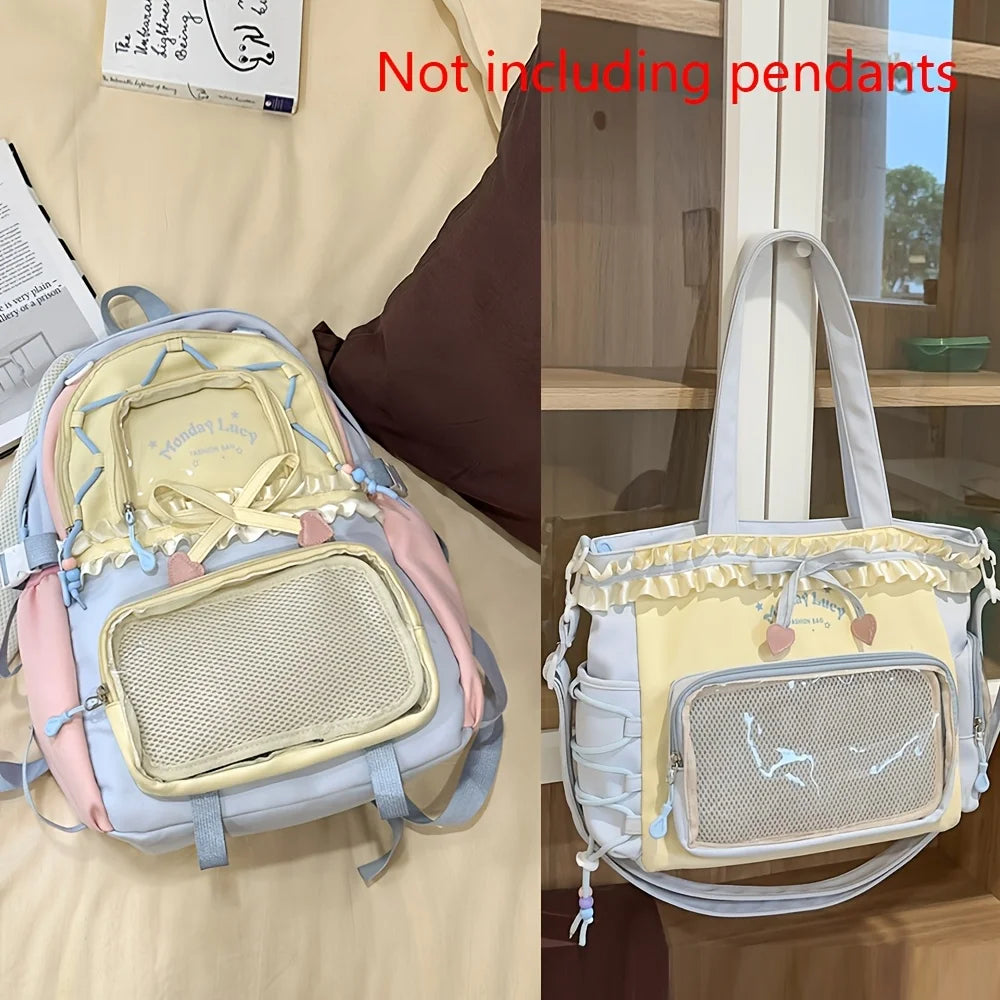 Cute Lightweight Women's Two-Piece Backpack Set for School