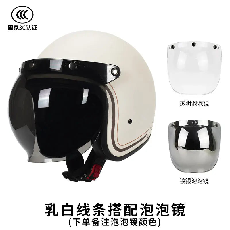 Retro Japanese Style Mouth Helmet | Personalized 3/4 Jet Casco