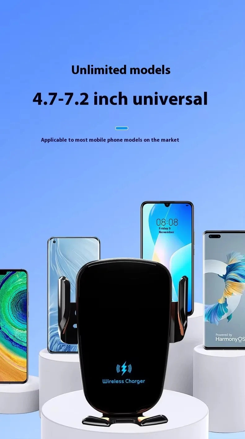 30W Manual Clamp Wireless Car Charger — Fast Charging Air Vent Mount with Cooling Fan, Magnetic Holder & Qi Certification for iPhone, Samsung & Android Phones