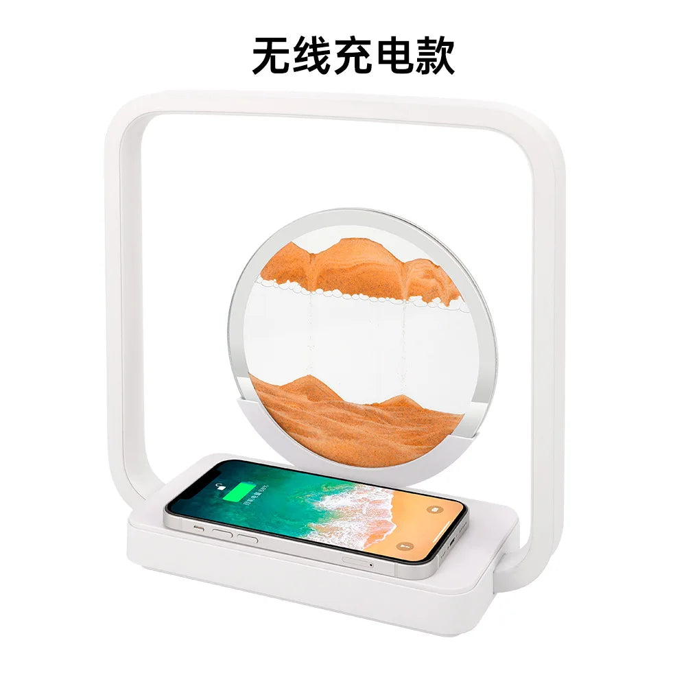 Flowing Sand Wireless Charging Desk Lamp | Modern Night Light