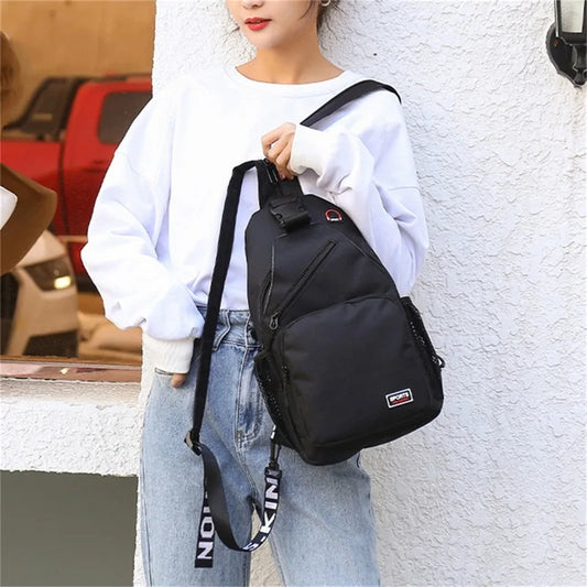 Women's Solid Color Chest Bag | Multi-Function Zipper Shoulder Bag