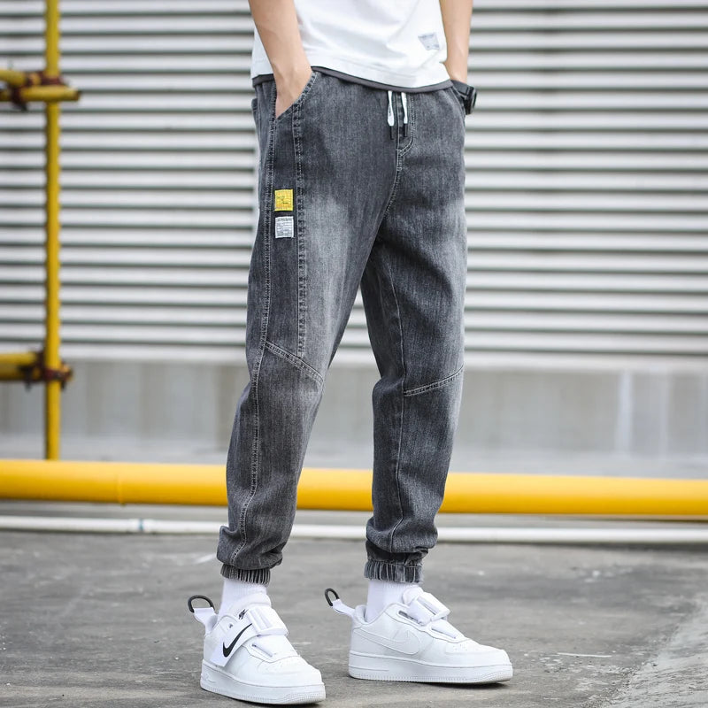 Men's Harem Denim Cargo Pants | Casual Streetwear Joggers