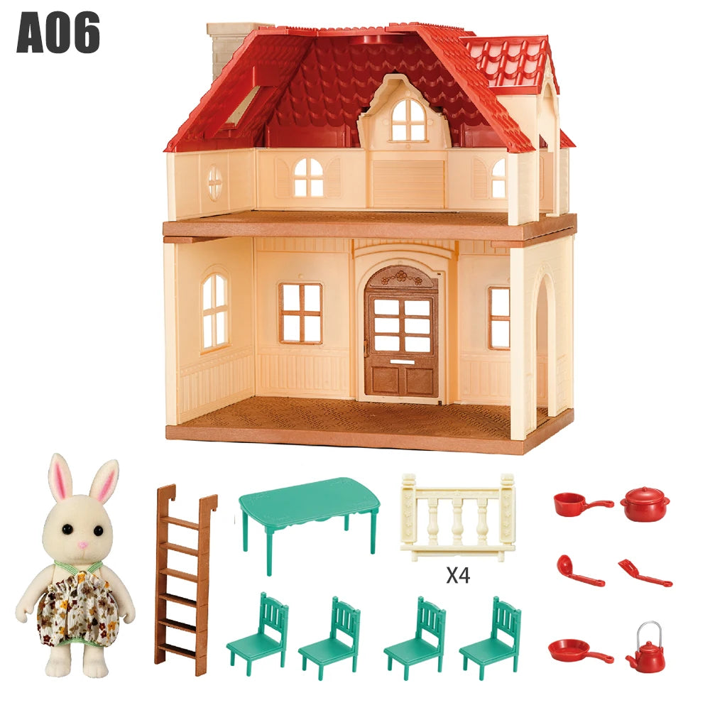 Double Story Villa Dollhouse | Enchanting Animal Play Set