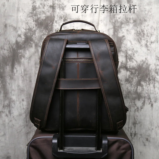 Mochila de cuero vintage para hombre | Elegante bolsa de viaje de negocios