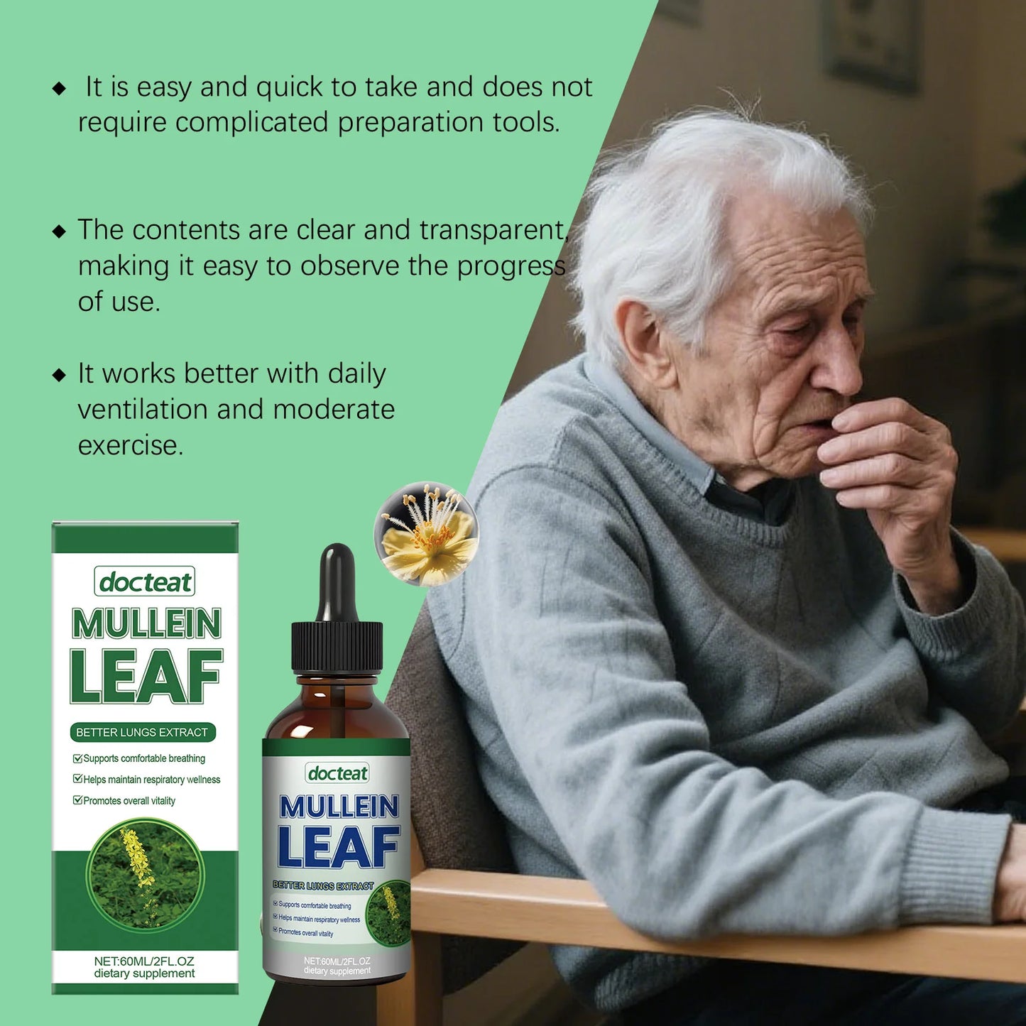 Herbal Mullein & Chlorophyll Drops for Respiratory Support