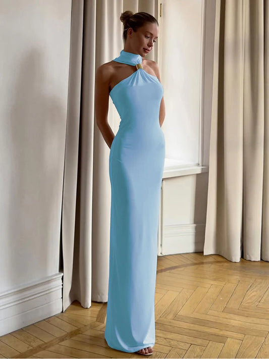 Elegant Sleeveless Halter Maxi Dress for Women | Perfect Evening Wear