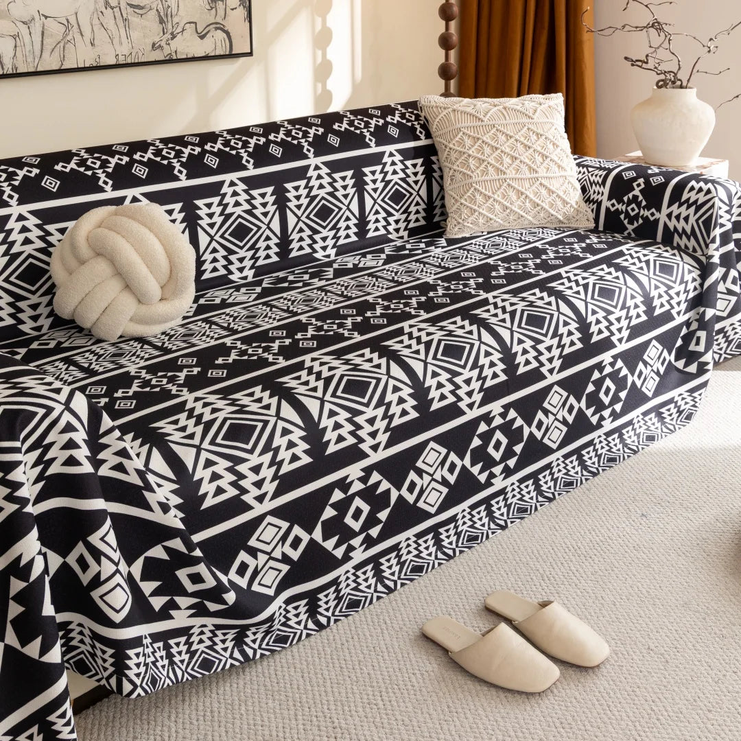 Bohemian Printed Sofa Cover | Soft, Pet Friendly Living Room Protector
