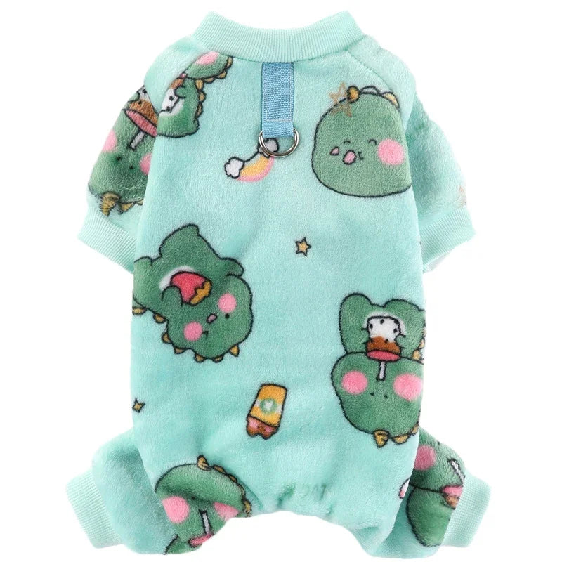 Soft Flannel Dog Pajamas | Cute Cartoon Animal PJs for Dogs