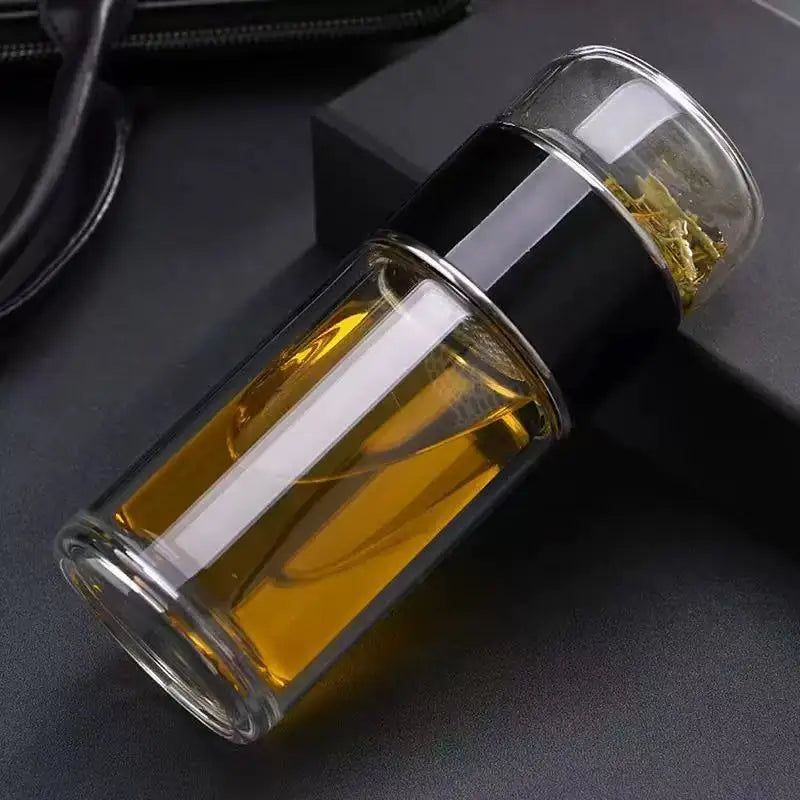 High Borosilicate Glass Double Layer Tea Infuser Water Bottle