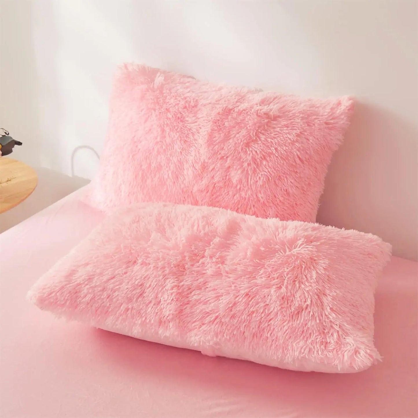 Pink Faux Fur Queen Comforter Set | Luxe Ultra Soft Bedding