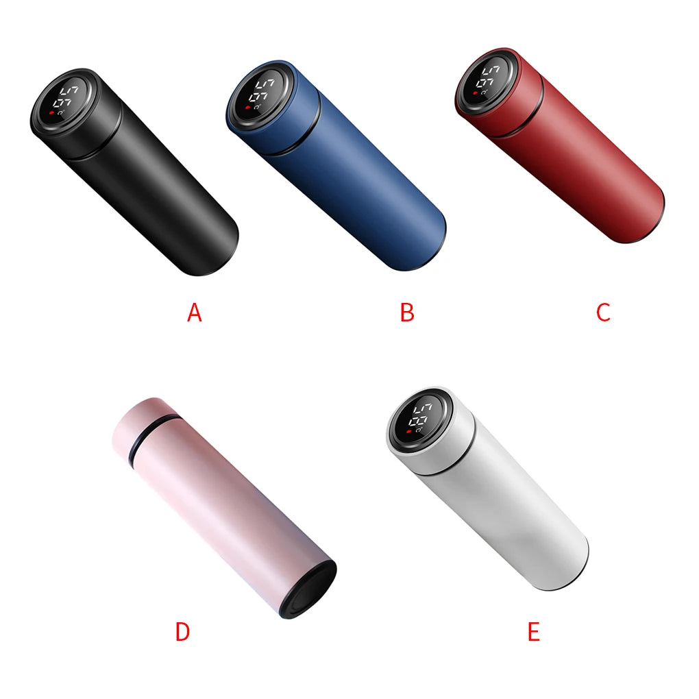 500ml Smart Insulation Cup Vacuum Bottle Thermos 304 Stainless Steel Minimalist Water Bottle LCD Digital Screen Portable Cup