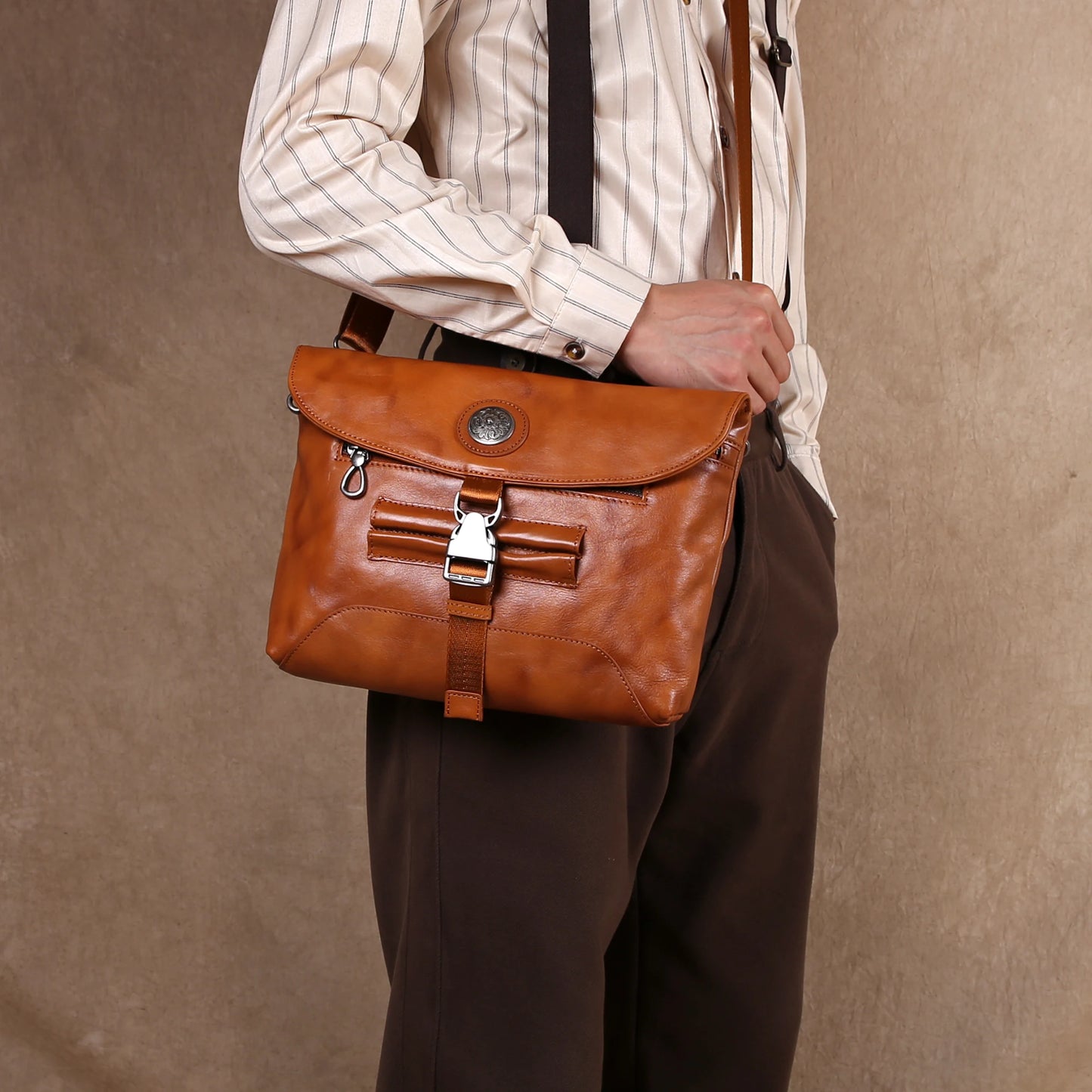 Men's Vintage Leather Crossbody Bag | Fashion Casual Clutch