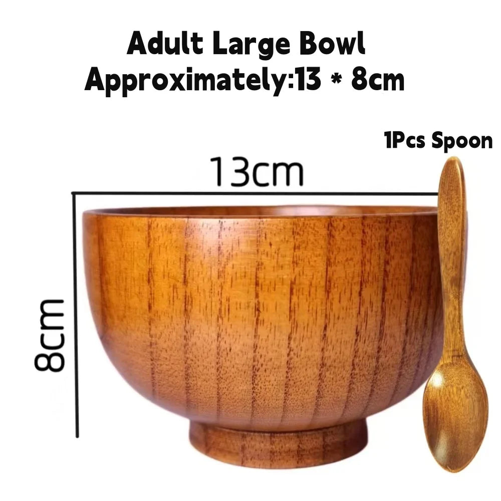 Juego de cuencos de madera natural para sopa y ensalada | Vajilla ecológica