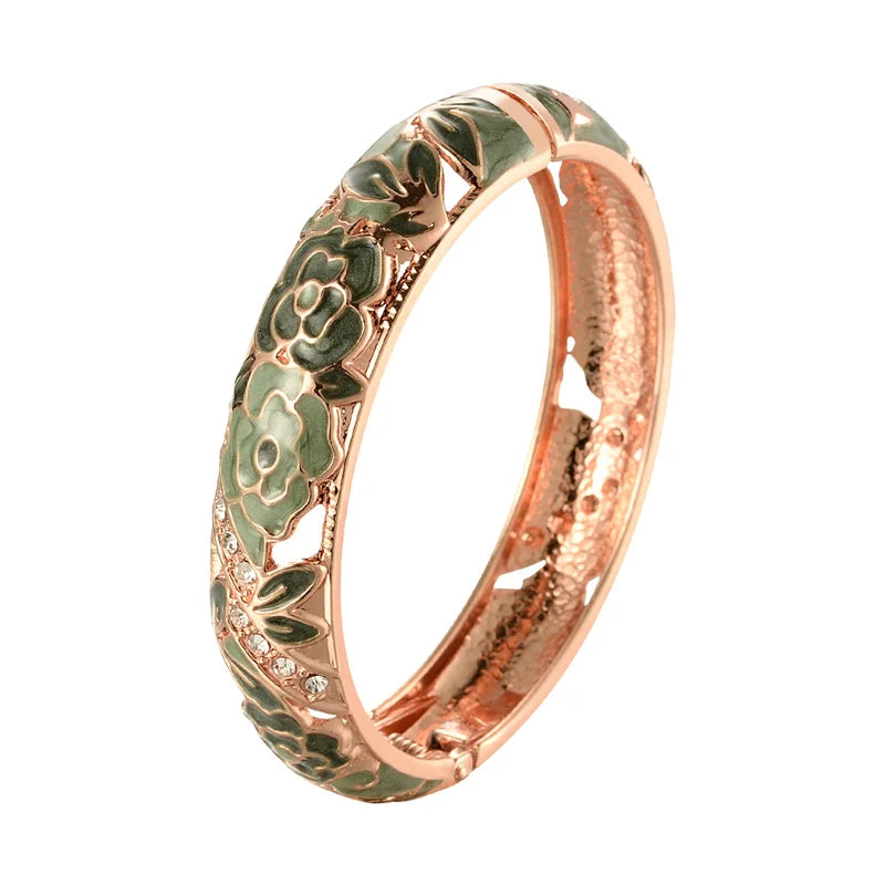 Stylish Cloisonne Double Bangle Set | Elegant Enamel Bracelets for Women