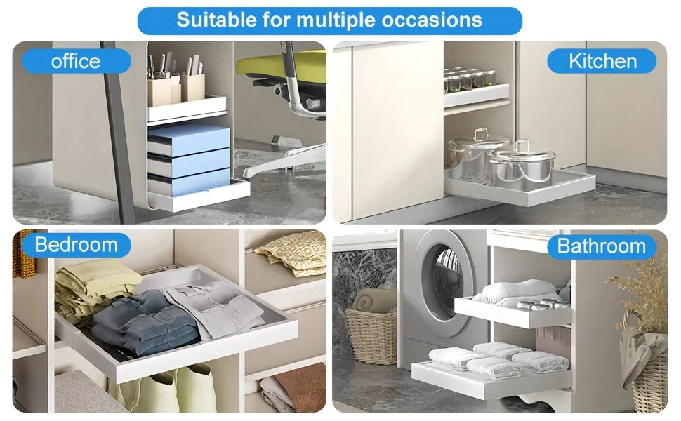 Pull Out Tray Organizer Kitchen Storage Rack Cabinet Expandable Under Sink Spice Boxes Silent Slide Drawer Style Bowl Dish Shelf