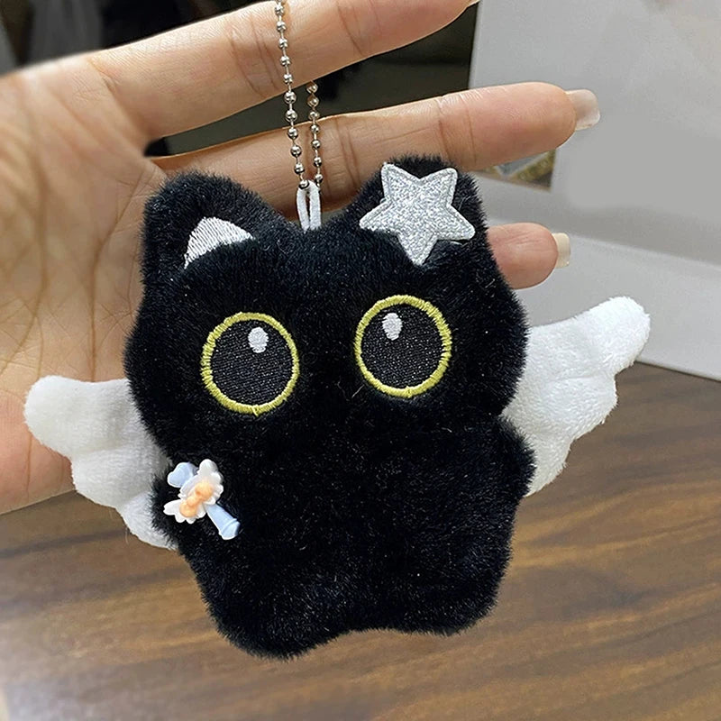 Adorable Plush Black Cat Doll Keychain | Cute Backpack Pendant