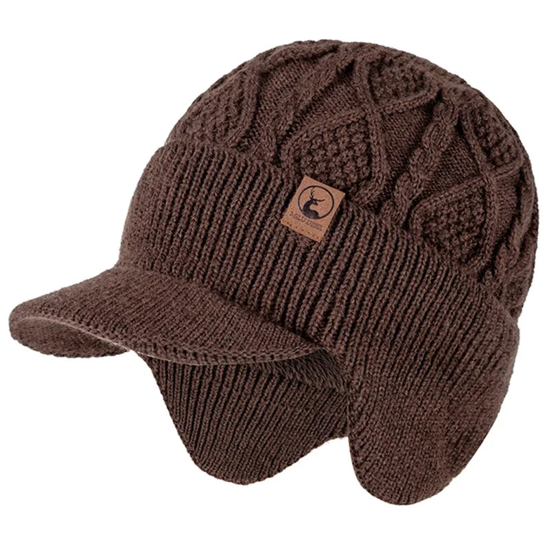 Unisex Fleece Lined Earflap Beanie Hat | Stylish Warm Winter Cap